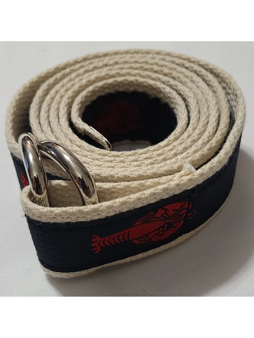 Vtg Cape Cod Preppy Navy Blue Khaki Belt Mens Sz Large Lobsters Chatham T Co EUC